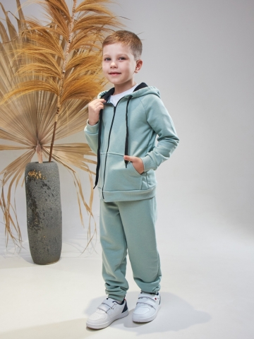 Купить оптом 328-ОЛ. Костюм детский  на молнии, олива, хлопок 65%, 35% ПЭ, 3-х нитка без начеса 98,104,110,116 в Ухте