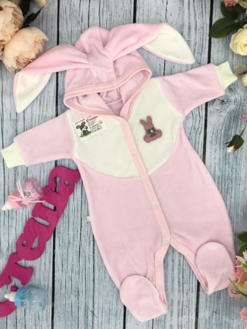 Купить оптом 212. Комбинезон с ушками, хлопок 80% велюр, 20%  ПЭ 62.68,74 в Ухте