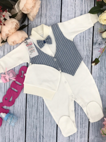 Купить оптом 224-Г. Комбинезон, хлопок 100% интерлок, "Жилет новый" голубая полоса в Ухте