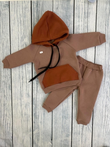 Купить оптом 296-РАЗ. Худи +Брюки детские, хлопок 65%, 35%  ПЭ, 3-х нитка (начес) разноцветный 80,86,92 в Ухте