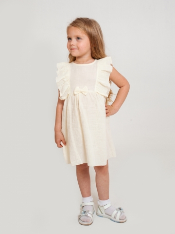 Купить 322-СЛ. Платье из муслина детское, хлопок 100% сливочный, р. 98,104,110,116 в Ухте