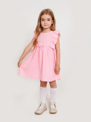 Купить 322-Р. Платье из муслина детское, хлопок 100% розовый, р. 98,104,110,116 в Ухте