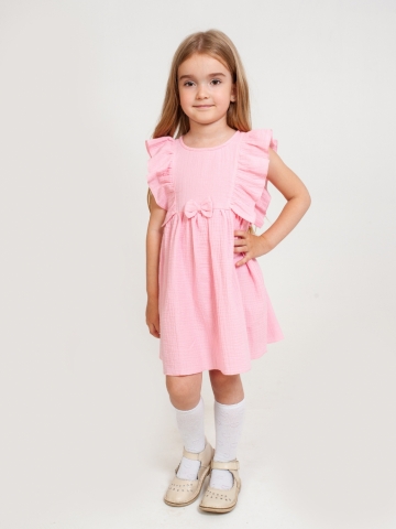 Купить 322-Р. Платье из муслина детское, хлопок 100% розовый, р. 74,80,86,92 в Ухте