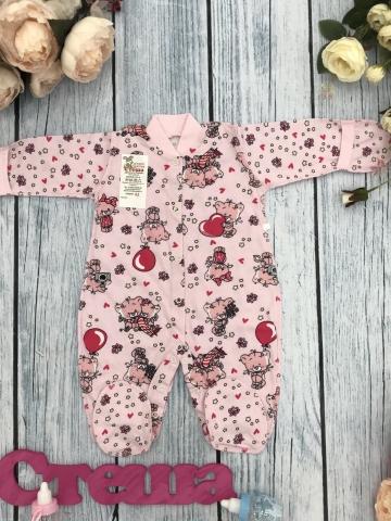 Купить оптом 295-Р. Комбинезон, хлопок 100 % кулирка 56,62,68,74,80, розовый в Ухте