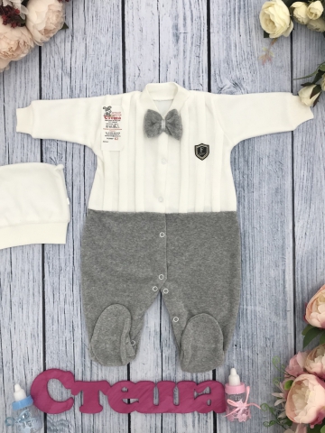 Купить оптом 302-С. Комбинезон складки  хлопок 80% велюр, 20 % ПЭ, р 56,62 , серый в Ухте