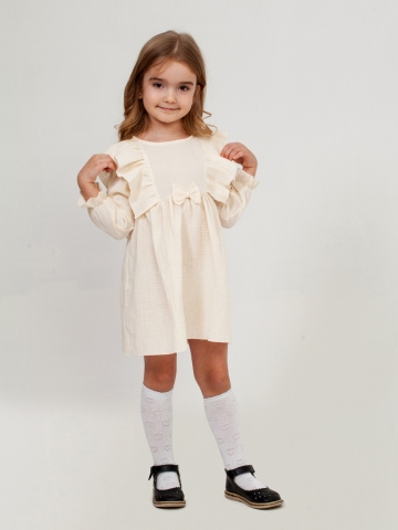 Купить 321-СЛ. Платье из муслина детское, хлопок 100% сливочный, р. 98,104,110,116 в Ухте