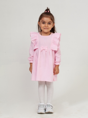 Купить 321-Р. Платье из муслина детское, хлопок 100% розовый, р. 98,104,110,116 в Ухте